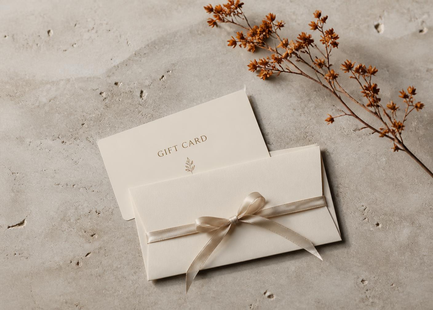 Carte cadeau Luxury Spa dans une enveloppe crème nouée d'un ruban